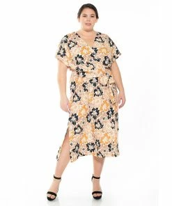 Plus Size ALEXIA ADMOR Iris Dolman Sleeve Faux-Wrap Dress