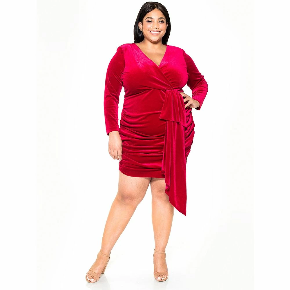 Plus Size Alexia Admor Velvet Faux-Wrap Dress - Image 2