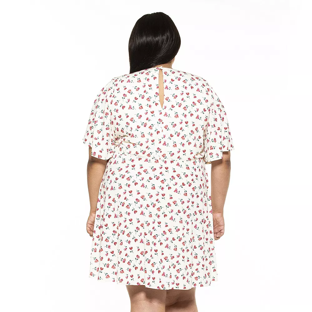 Plus Size ALEXIA ADMOR Oakless Flutter-Sleeve Fit & Flare Dress - Image 4