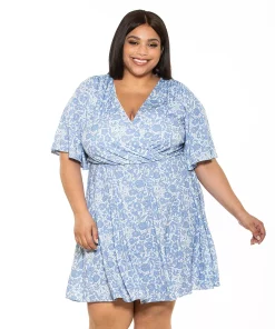 Plus Size ALEXIA ADMOR Oakless Flutter-Sleeve Fit & Flare Dress