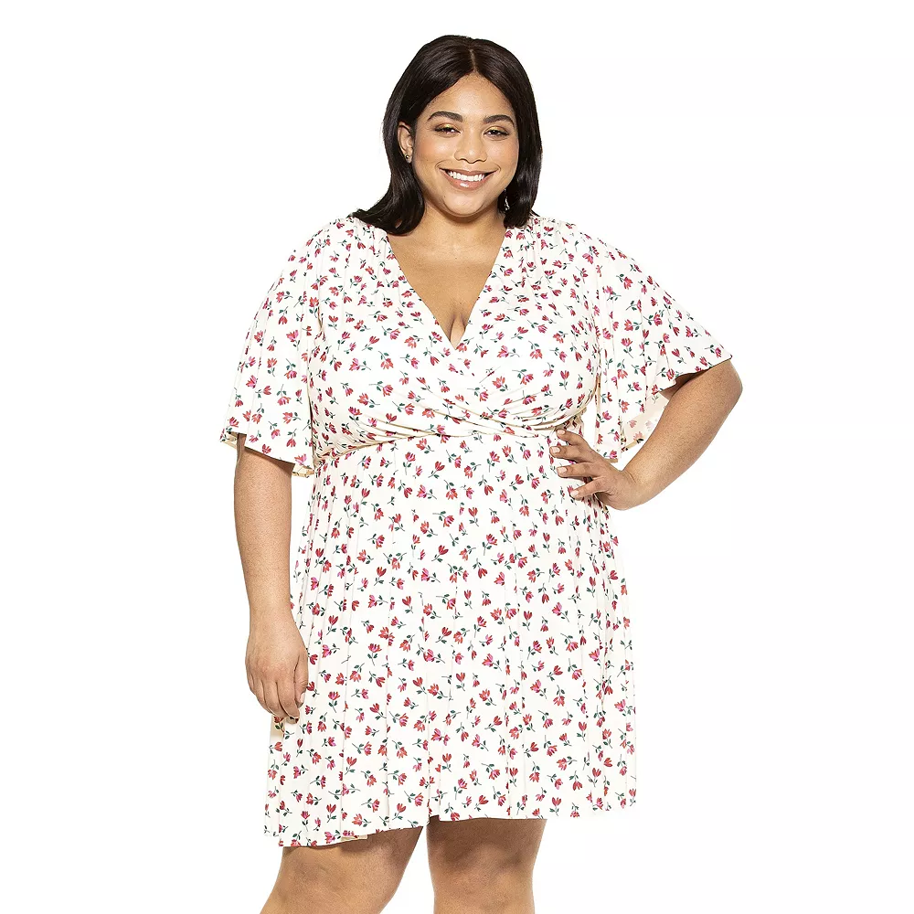 Plus Size ALEXIA ADMOR Oakless Flutter-Sleeve Fit & Flare Dress - Image 2