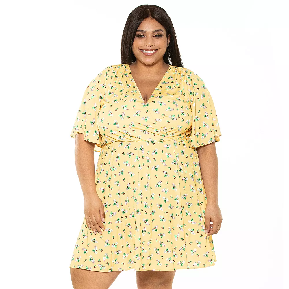 Plus Size ALEXIA ADMOR Oakless Flutter-Sleeve Fit & Flare Dress - Image 3