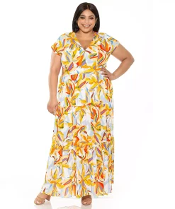 Plus Size ALEXIA ADMOR V-Neck Tiered Maxi Dress