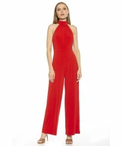 Women's ALEXIA ADMOR Meghan Halter Crepe Jumpsuit