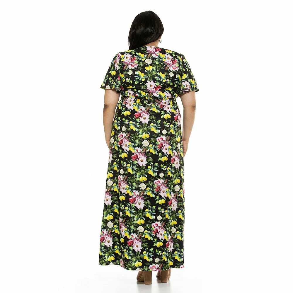 Plus Size ALEXIA ADMOR Gianna V-Neck Flutter Sleeve Maxi Dress - Image 3