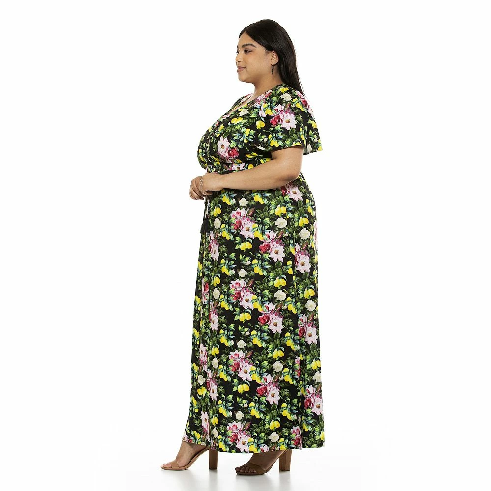 Plus Size ALEXIA ADMOR Gianna V-Neck Flutter Sleeve Maxi Dress - Image 4