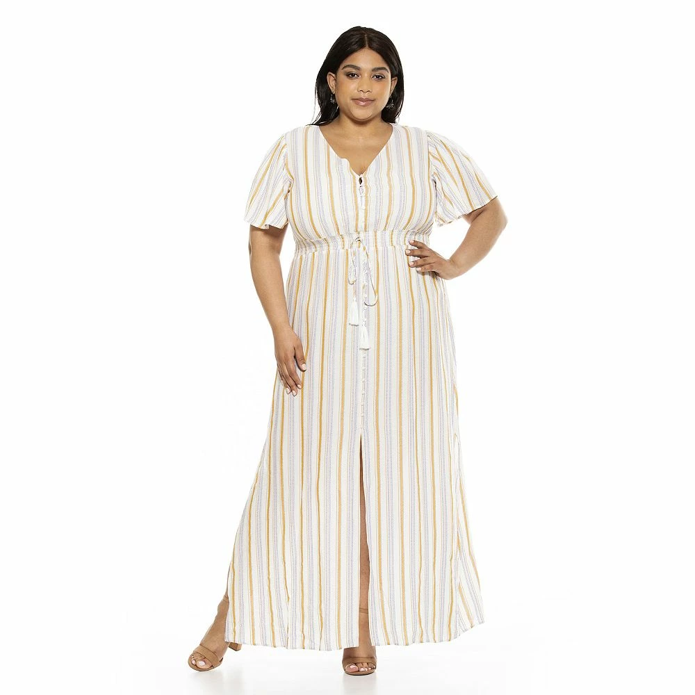 Plus Size ALEXIA ADMOR Gianna V-Neck Flutter Sleeve Maxi Dress - Image 2