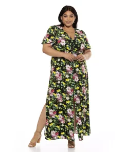 Plus Size ALEXIA ADMOR Gianna V-Neck Flutter Sleeve Maxi Dress
