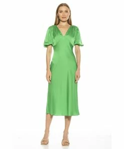 Women's ALEXIA ADMOR Felicity Bubble Sleeve Midi Dress