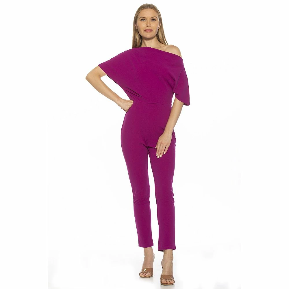 Women's ALEXIA ADMOR Athena Draped Off-Shoulder Jumpsuit - Image 9