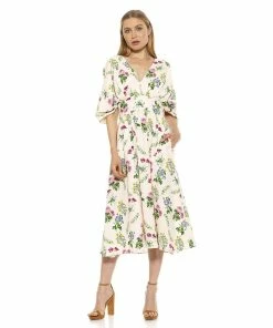 Women's ALEXIA ADMOR August Draped Fit & Flare Midi Dress