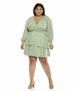 Plus Size ALEXIA ADMOR Layla V-Neck Tiered Ruffle Dress
