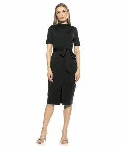 Women's ALEXIA ADMOR High Neck Front Slit Sheath Dress
