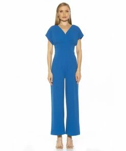 Women's ALEXIA ADMOR Surplice Short Sleeve Jumpsuit