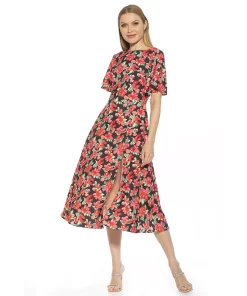 Women's ALEXIA ADMOR Boatneck Flutter Sleeve Fit & Flare Dress