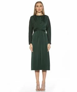 Women's ALEXIA ADMOR Crewneck Draped Midi Dress