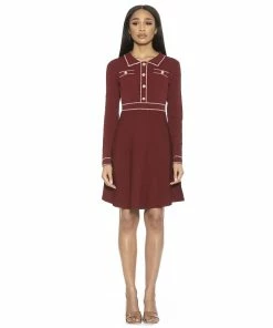 Women's ALEXIA ADMOR Bianca Collar Long Sleeve Fit & Flare Dress
