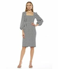Women's ALEXIA ADMOR Van Squareneck Bubble Sleeve Sheath Dress