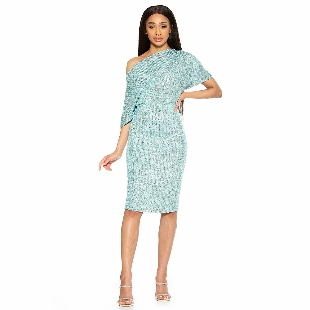 Women's ALEXIA ADMOR Olivia Draped One-Shoulder Sheath Dress - Image 4