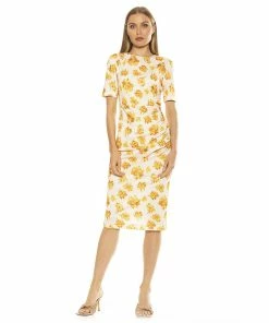 Women's ALEXIA ADMOR Cataleya Crewneck Draped Sheath Dress