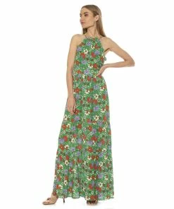 Women's ALEXIA ADMOR Kira Ruffle Halter Maxi Dress