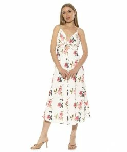 Women's ALEXIA ADMOR Camila Draped Cutout Fit & Flare Dress
