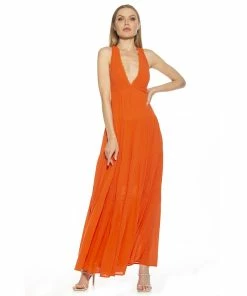 Women's ALEXIA ADMOR Tezzi Lace Trim V-Neck Tiered Maxi Dress
