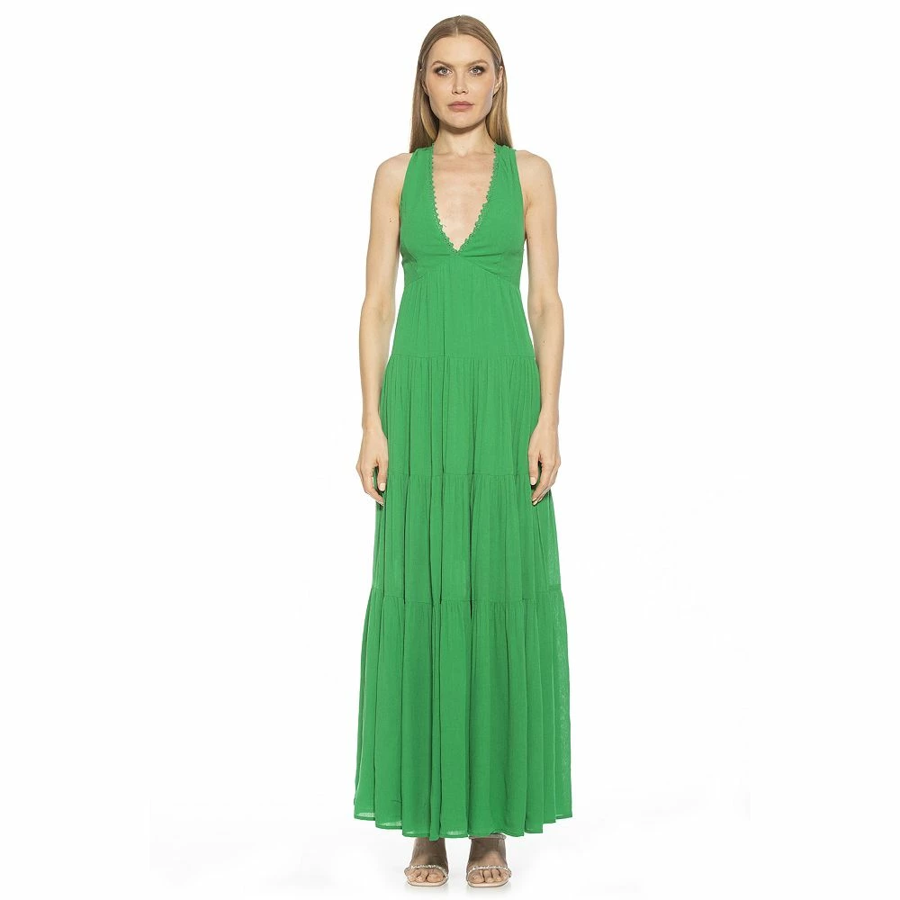 Women's ALEXIA ADMOR Tezzi Lace Trim V-Neck Tiered Maxi Dress - Image 2