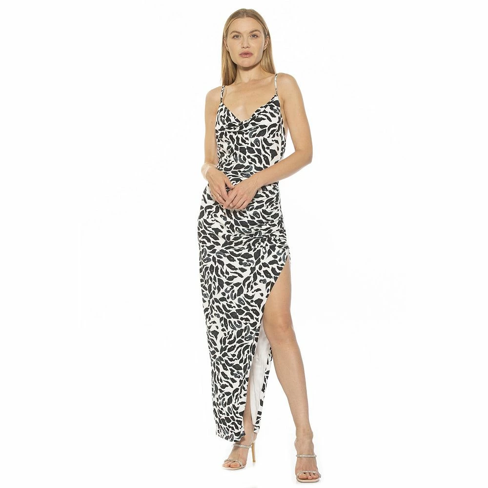 Women's ALEXIA ADMOR Frankie Draped Cowl Neck Low Back Side Slit Maxi Dress - Image 7