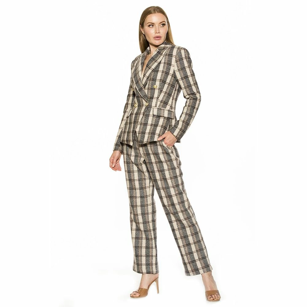Women's ALEXIA ADMOR Fitted Wide-Leg Tweed Pants - Image 3