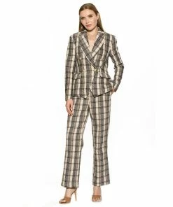 Women's ALEXIA ADMOR Fitted Wide-Leg Tweed Pants