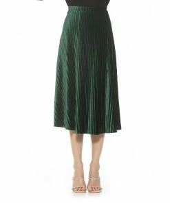 Women's ALEXIA ADMOR Alaina Pleated Velvet Midi Skirt