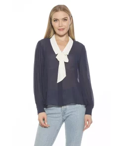 Women's ALEXIA ADMOR Serena Dropped Collar Blouson Sleeve Blouse