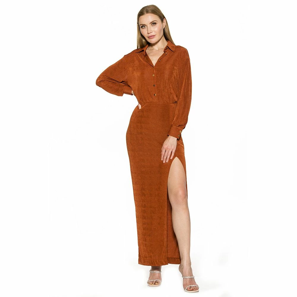 Women's ALEXIA ADMOR Rae Long Sleeve Button Down Maxi Dress - Image 4