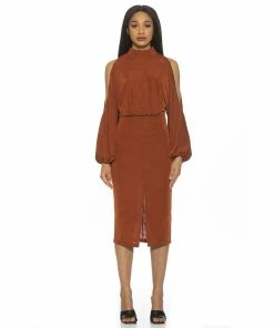 Women's ALEXIA ADMOR Sem Mockneck Cold Shoulder Midi Dress