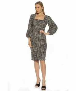 Women's ALEXIA ADMOR Van Squareneck Bubble Sleeve Sheath Dress