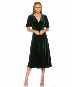 Women's ALEXIA ADMOR Nola V-Neck Puff Sleeve Fit & Flare Dress