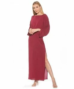 Women's ALEXIA ADMOR Shirred Sit Slit Maxi Dress