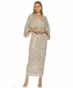 Women's ALEXIA ADMOR Selene Surplice Draped Dolman Sleeve Gown