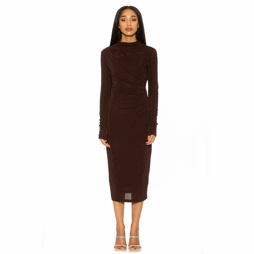 Women's ALEXIA ADMOR Draped Midi Sheath Dress - Image 2