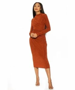 Women's ALEXIA ADMOR Draped Midi Sheath Dress