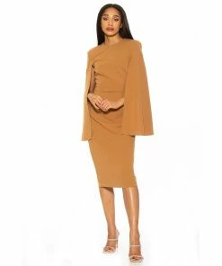 Women's ALEXIA ADMOR Caped Sleeve Midi Dress