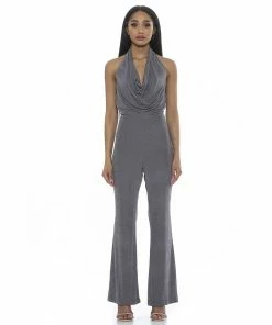 Women's ALEXIA ADMOR Leilani Draped Halter Neck Flared Jumpsuit