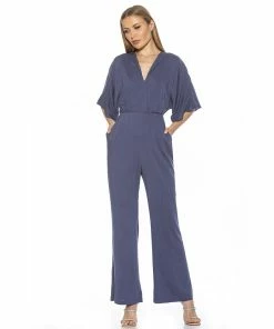 Women's ALEXIA ADMOR Flutter Sleeve Flared Leg Jumpsuit
