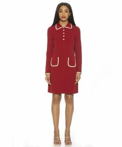 Women's ALEXIA ADMOR Front Button Contrast Shift Dress