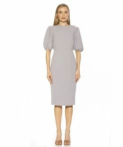 Women's ALEXIA ADMOR Bubble Sleeve Midi Sheath Dress