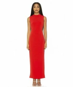 Women's ALEXIA ADMOR Solid Open Back Maxi Dress