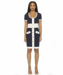 Women's ALEXIA ADMOR Knitted Colorblock Bodycon Dress