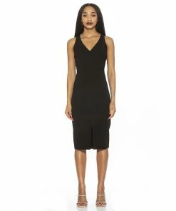 Women's ALEXIA ADMOR V-Neck Sheath Midi Dress