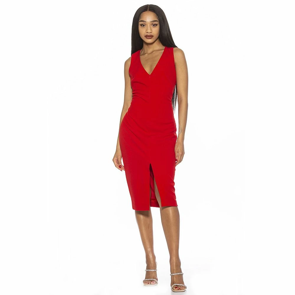 Women's ALEXIA ADMOR V-Neck Sheath Midi Dress - Image 2